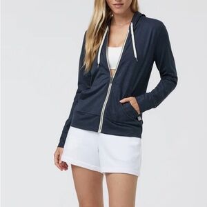 Vuori halo performance full zip hoodie Heather midnight blue L